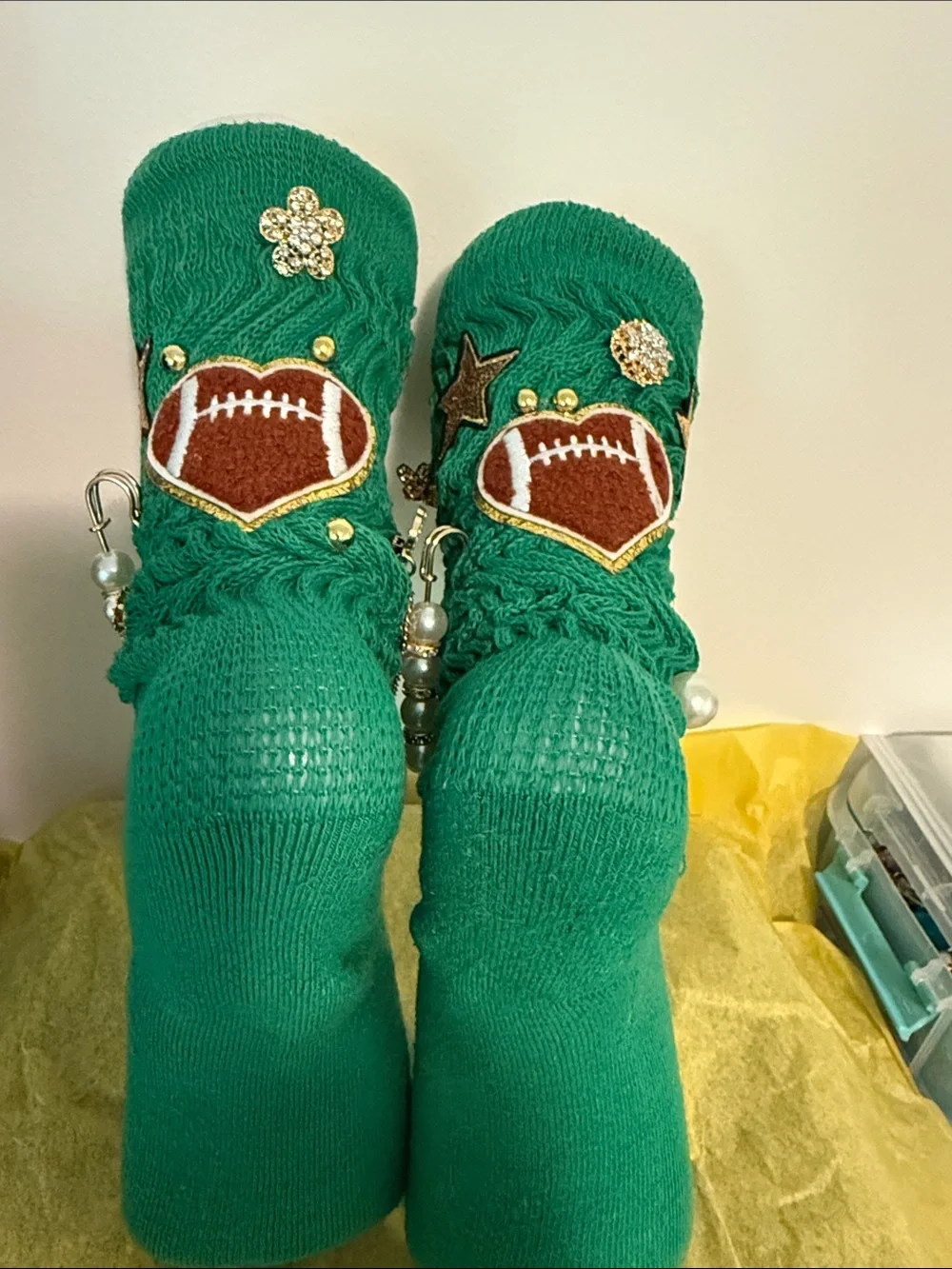 Green Bling Scrunch Socks